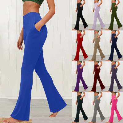 EVE Solid Color Slim Flare Pants GYZY-6692