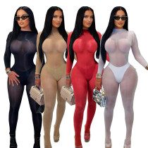 EVE See Through Solid Color Stocking Tight Jumpsuit SFY-822