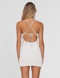 EVE Solid Color V Neck Mini Dress GQNF-Y00106DM