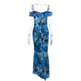 EVE Print Off Shoulder Sexy Maxi Dress GQNF-F00025D