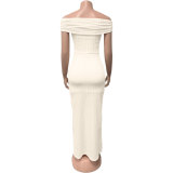 EVE Off Shoulder Solid Color Maxi Dress GQNF-Y00055D