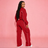 EVE Plus Size Long Sleeve Zipper Jackets Two Piece Pants Set YNSF-8021