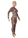 EVE Mesh Leopard Print Long Sleeve Jumpsuit SHD-9575