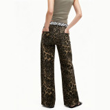 EVE Leopard Print Loose Straight Jeans GXJF-豹纹