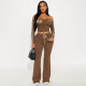 EVE Letter Print Off Shoulder Top Two PIece Pants Set GDSF-J25ST420