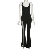 EVE Backless Sling Mesh Patchwork Jumpsuit GAXB-Q150JP