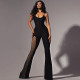 EVE Backless Sling Mesh Patchwork Jumpsuit GAXB-Q150JP