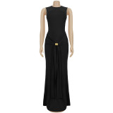 EVE Sleeveless Solid Color Backless Maxi Dress BY-7600