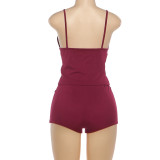 EVE Deep V Neck Strapless Pajamas Shorts Loungewear Set DLSF-K25S87170