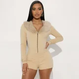 EVE Black Zipper Long Sleeve Slim Romper GDSF-J25RP389