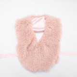 EVE Tie Up Deep-V Back Halterneck Fur Top GDSF-J25TP283