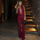 EVE Solid Color Tie Up Backless Jumpsuit SHD-9592