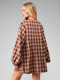 EVE Casual Plaid Print V Neck Mini Dress XHXF-479