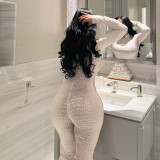 EVE Zipper Long Sleeve Snake Print Jumpsuit MXBF-J25JP427