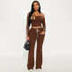 EVE Off Shoulder Letter Print Tops Two Piece Pants Set SHD-9593