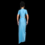 EVE Short Sleeve Solid Color Bodysuit Long Skirt Suit GDSF-J25ST441