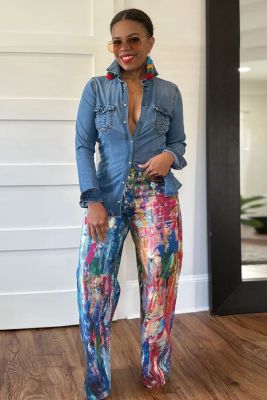 EVE Long Sleeve Lapel Denim Shirts GYLN-1224