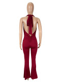 EVE Solid Color Tie Up Backless Jumpsuit SHD-9592