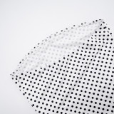 EVE Contrast-Color Polka Dot Print Long-Sleeve Short Suit GDSF-D25ST398