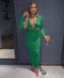 EVE V Neck Hollow Out Long Dress BGN-BN268