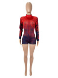 EVE Polka Dot Print Zipper Long Sleeve Romper SHD-9576