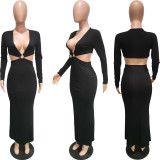 EVE V Neck Hollow Out Long Dress BGN-BN268