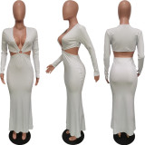 EVE V Neck Hollow Out Long Dress BGN-BN268