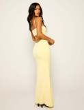 EVE Sexy Sling Solid Color Backless Maxi Dress GWLS-202403