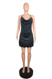 EVE Plus Size Sexy Solid Color Sling Split Mini Dress GWLS-1702