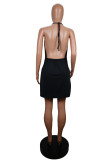 EVE Plus Size Sexy Solid Color Sling Split Mini Dress GWLS-1702