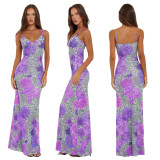EVE Mesh Print Slim Sling Maxi Dress GWLS-202406