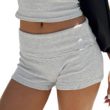 EVE Solid Color Yoga Fitness Cuffed Shorts GWLS-202505
