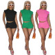 EVE Solid Color O Neck T Shirt Two Piece Shorts Set GWLS-202302