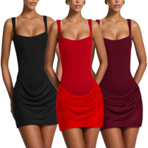 EVE Solid Color Sleeveless Sling Mini Dress GWLS-202513