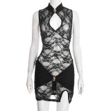 EVE Lace Patchwork Hollow Out Mini Dress GDSF-D25DS575