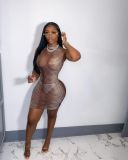 EVE Lace Mesh Hollow Out Print Mini Dress GWLS-LD201086