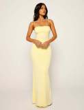 EVE Sexy Sling Solid Color Backless Maxi Dress GWLS-202403