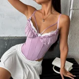 EVE Mesh Patchwork Lace Backless Sling Tank Tops GOMN-70113