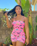 EVE Plus Size Butterfly Print Backless Sling Romper GWLS-LD201025