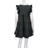 EVE Ruffles Sleeve Loose Patchwork Casual Dress GWLS-LD201002