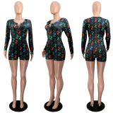 EVE Dollar Print Letter Casual Loungewear Romper GWLS-LD201033