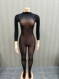 EVE See Through Solid Color Stocking Tight Jumpsuit SFY-822