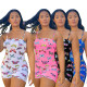 EVE Plus Size Butterfly Print Backless Sling Romper GWLS-LD201025