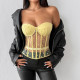 EVE Polka Dot Print Fishbone Wrap Chest Tank Top GOMN-70108