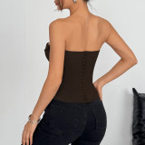 EVE Wrap Chest Necktie Solid Color Tank Tops GOMN-70273