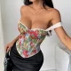 EVE Retro Jacquard Wrap-Front Fishbone Camisole GOMN-71097