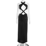 EVE Backless Cross Strap Lace-up Sexy Maxi Dress GDSF-J25DS431
