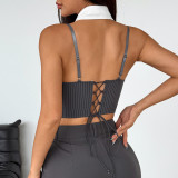 EVE Sexy Necktie Fishbone Halter Tank Top GOMN-71070