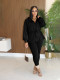 EVE Solid Color Long Sleeve Coat Two Piece Pants Set SFY-821
