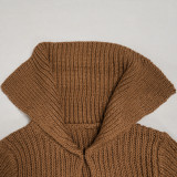 EVE Solid Color Big Lapel Lantern Sleeve Sweater Mini Dress NY-MY110